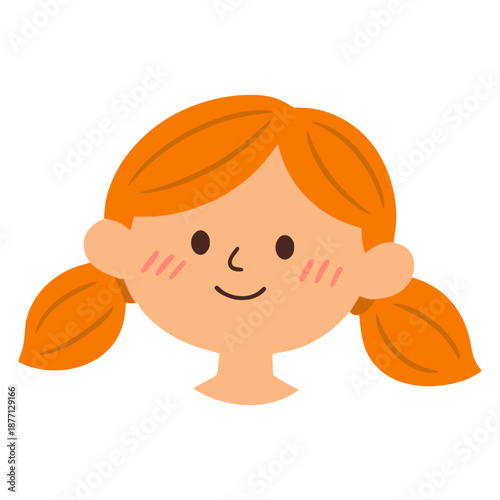 cute little girl blonde hair avatar flat color vector illustration template design