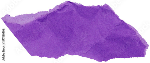 Abstract shape torn piece of rich purple paper, isolated fragment of crumpled paper for collage