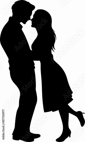 Romantic Couple Silhouette Embracing in Intimate Moment