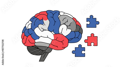 Brain puzzle concept. Mental health, memory loss