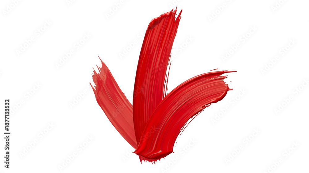 Fototapeta premium Three bold red paint strokes forming a downward direction against a stark black background