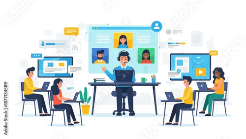 Online learning and remote collaboration through video conferencing and digital communication