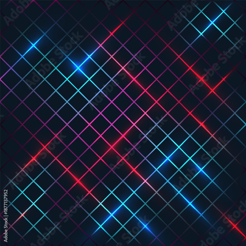 neon grid background with b...