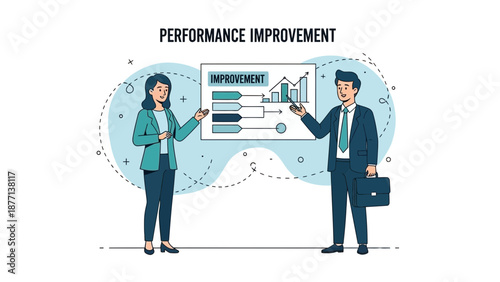 Business Meeting: Performance Improvement Presentation with Chart and Data