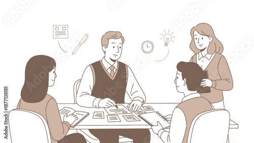 Team Meeting Collaboration and Brainstorming Business Strategy