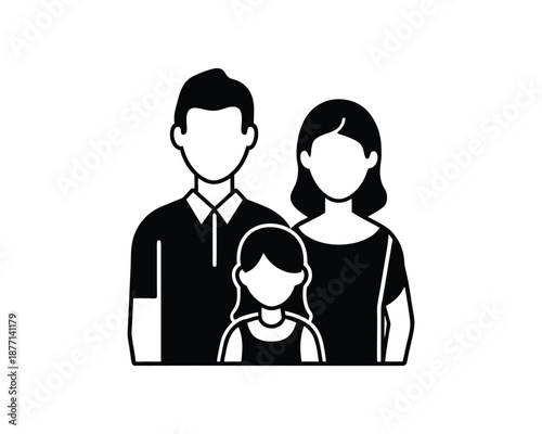 Stylized Icon Of A Family Unit With Two Adults And One Child people group