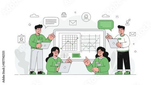 Teamwork Meeting with Data Analysis and Communication