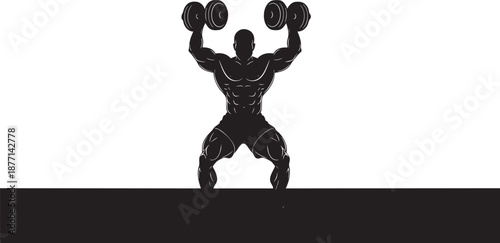 Vector illustration of a black silhouette of a man and woman dancing with an athlete figure in action training for fitness sports