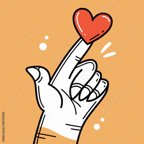 Hand Gesture Showing Love with Floating Heart Vector