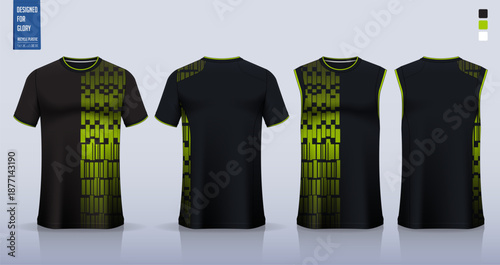 Soccer jersey, football kit, sportswear, basketball uniform, running, motocross or t-shirt mockup. Fabric pattern design. 