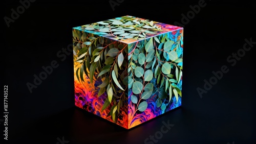 Vibrant Botanical Cube Art