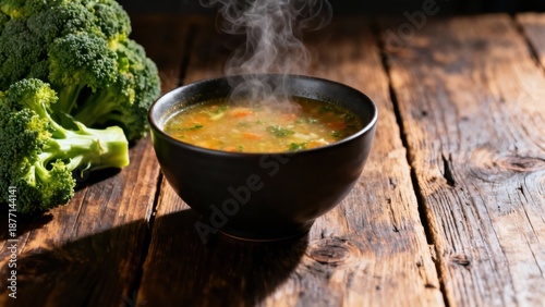 Warm Vegetable Soup with Fresh Broccoli