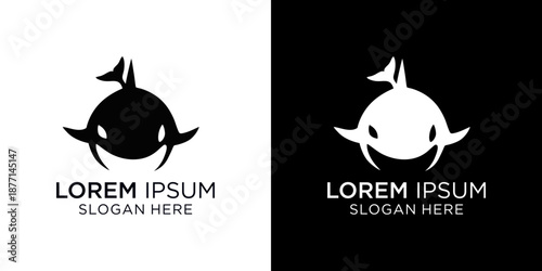 Orca logo designs with customizable text placeholders for business branding and marketing materials.