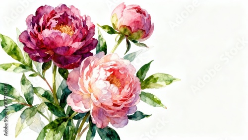 Blooming Peonies in Watercolor Delight
