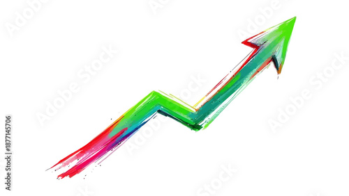 Hand drawn illustration of red downward arrow and green upward arrow showing loss and growth trends. Suitable for finance, business performance, profit, risk, market analysis, and investment concepts