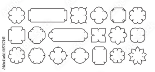 Chinese Ornament Frame Set. Oriental Vector Line Borders. Asian Retro Shape. Simple Retro China Frame Design Element.