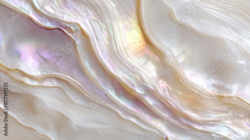 Lustrous Mother of Pearl: A mesmerizing close-up unveils the iridescent beauty of mother of pearl, showcasing its unique patterns and ethereal glow. 