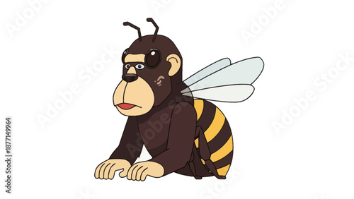 Cartoon Monkey Bee Hybrid Character
