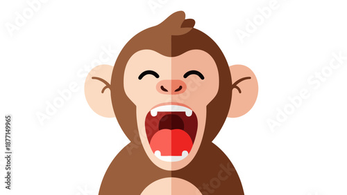 Cartoon Monkey Yawning with Open Mouth
