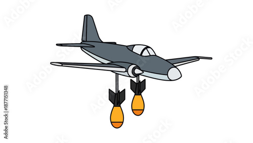 Cartoon warplane with bombs illustration