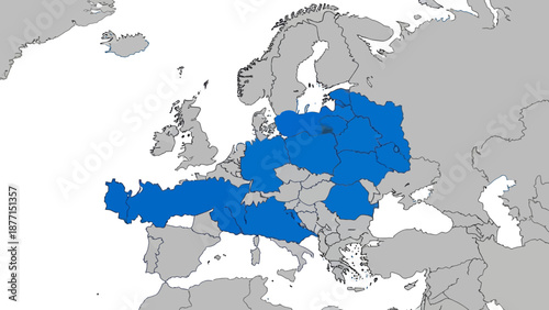 Central Europe Map: Countries in Blue
