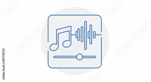 Music note and sound wave icon representing audio editing and production.