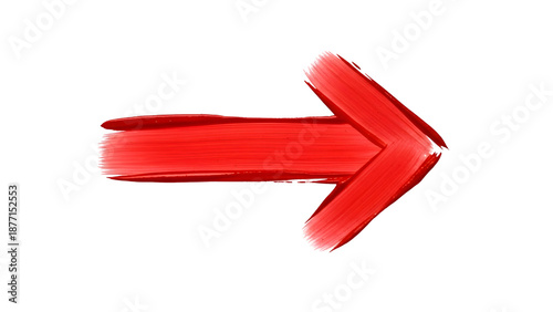A bold red arrow painted with thick brushstrokes pointing to the right against a black background