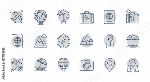 Travel and Tourism Icon Set - Adventure and Exploration.