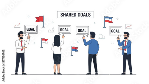 Teamwork and Shared Goals: Business People Collaborating on Objectives