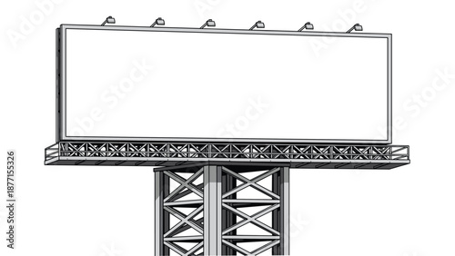 Blank outdoor billboard structure on a white background for advertisement placement and commercial marketing display.