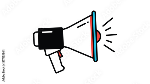 Colorful megaphone icon representing communication, public speaking, announcement, and marketing promotion tools.
