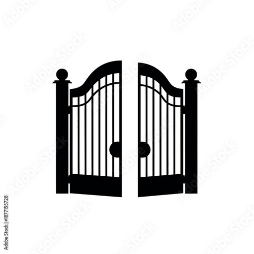 Elegant Wrought Iron Gate Silhouette.