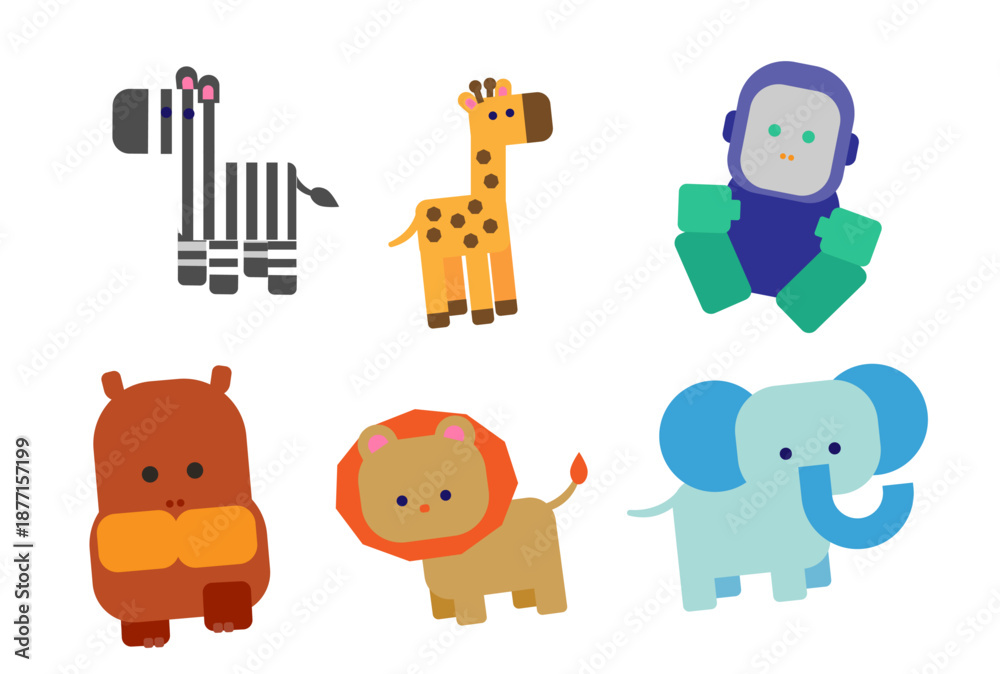Fototapeta premium さまざまな動物を集めたかわいいイラスト素材セット