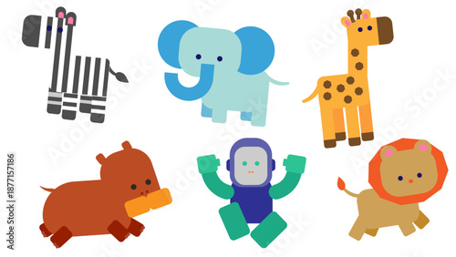 さまざまな動物を集めたかわいいイラスト素材セット