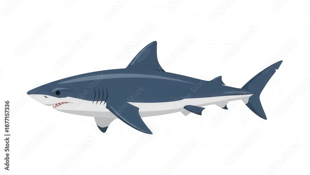 Fototapeta premium Realistic Marine Predator Shark Swimming in Ocean Water for Educational or Nature Content
