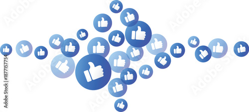 Thumbs up like icons reaction emoji symbol element representing online approval, user engagement, network, communication, emotion, positivity, agreement, influence design