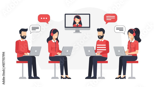 Online Meeting Teamwork Collaboration Communication Business People Remote Work