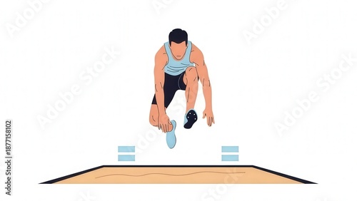 Male athlete performing high jump in sports arena with bar and landing mat