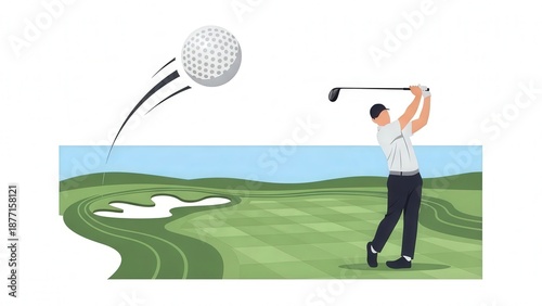 Male Golfer Swinging Club on Well-Maintained Golf Course During Daytime