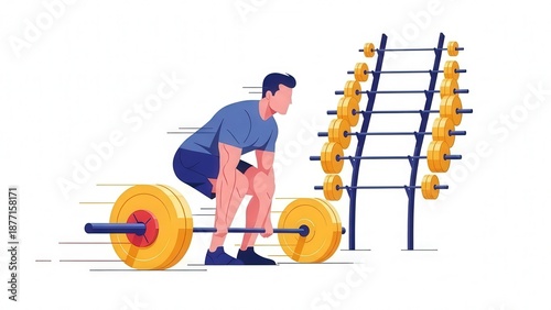 Male Weightlifter Performing Deadlift Exercise in Gym Setting for Fitness Content