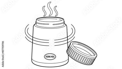 Thermo meal vector illustration of food container with steam isolated object design element eps