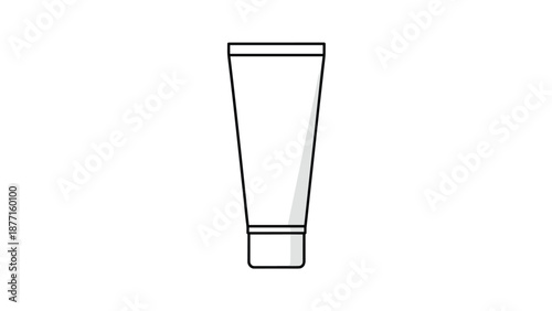 Simple black and white line drawing of an empty cosmetic tube for cream, lotion, or ointment on a plain white background.