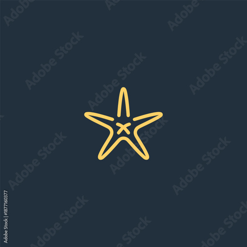Sea star logo in balanced and minimalist simple line design.