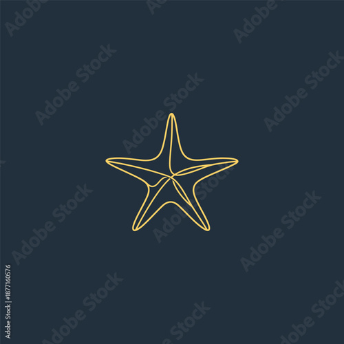 Sea star logo in balanced and minimalist simple line design.