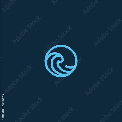 Wave crest logo in dynamic and clean simple line illustration.