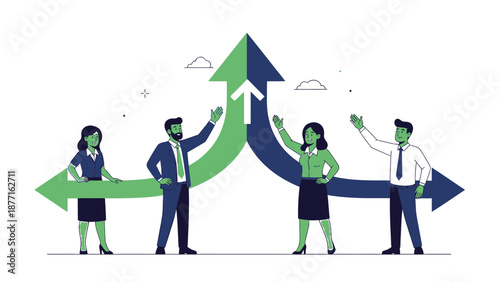 Teamwork and Growth: Business People Collaborating Towards Success