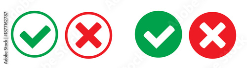 Green Tick and Red Cross Icons Set. Green Tick and Red Cross Icons Set