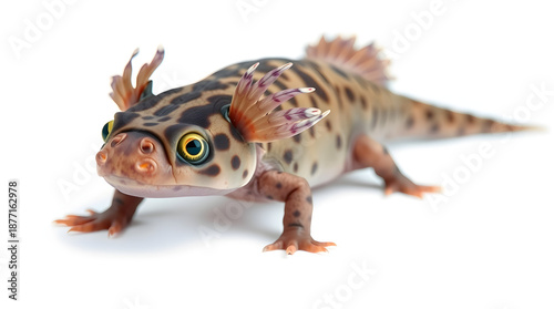Axolotl Isolated on Clean Background – Cute Exotic Amphibian