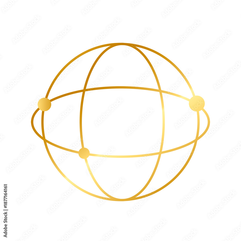 Obraz premium Global network icon png in gold tone