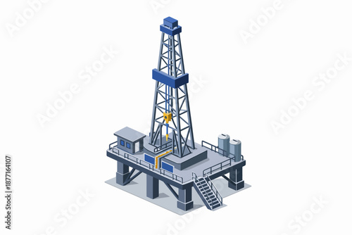 Plataforma petrolera en vista isométrica